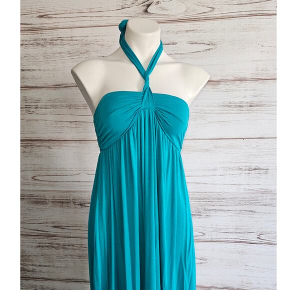 Rachel Pally Teal Halter Maxi Jersey Dress sz Small - Picture 4 of 6